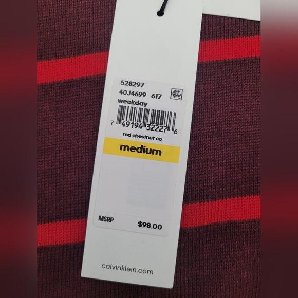 NWT CALVIN KLEIN Men's Contrast Stripe Long Sleeve Crew Neck Sweater Size Medium - Picture 4 of 7